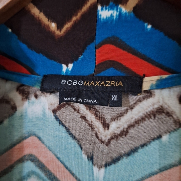 BCBGMAXAZRIA Abstract Print Open front Cardigan SZ XL - Picture 7 of 9